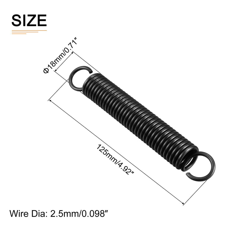 [Australia - AusPower] - 2.5x18x125mm(WxODxL) Extension Spring - 1Pack - Good for Home Repair Machinery - Manganese Steel Extended Compressed Spring - Black 2.5x18x125mm 