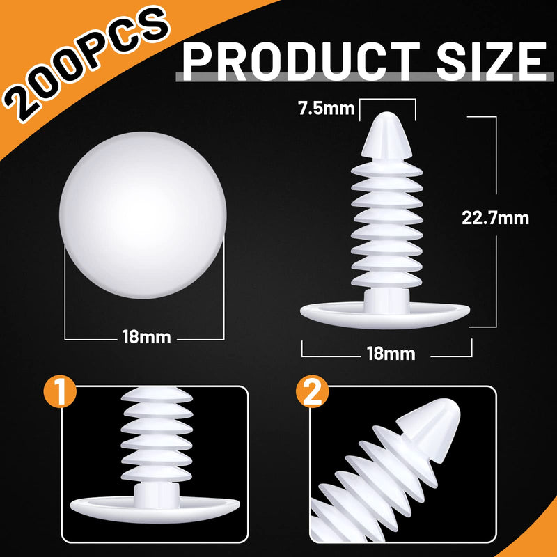 [Australia - AusPower] - Taiyin 1" Vapor Barrier Christmas Tree Clips Plastic Nylon Rivet Clips White Furniture Assembly Shelves Retainer for Crawlspace Barrier Poly Liners, Covers and Encapsulations(200 Pcs) 200 