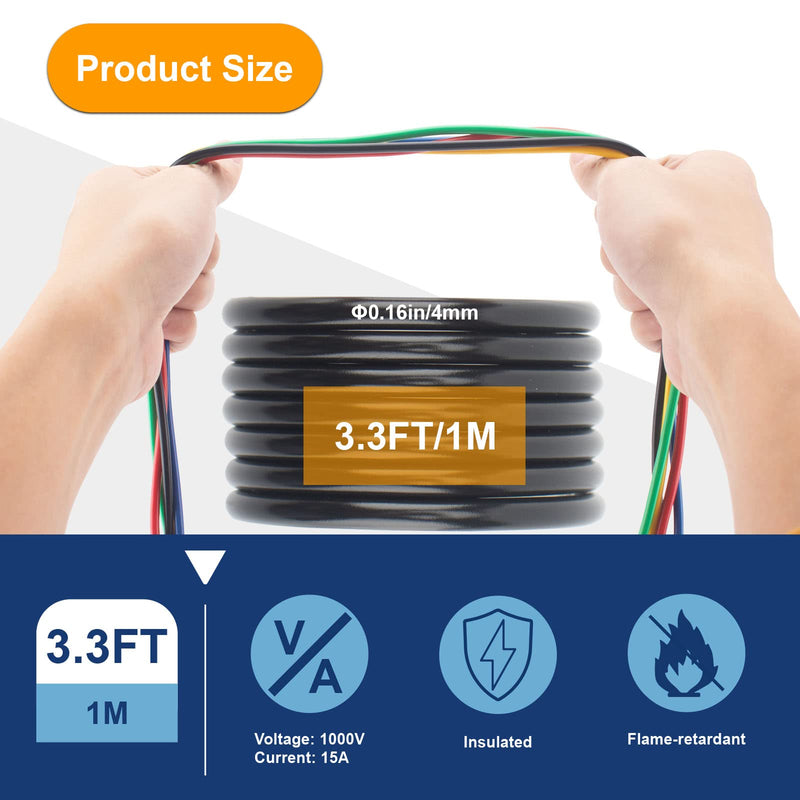 [Australia - AusPower] - 5 Pcs Heavy Duty Alligator Clips Electrical, Dual Ended Alligator Clip Leads with Insulated PVC Shell, 3.3ft/1m Flexible 15A Copper Test Leads with Alligator Clips for Electrical Testing 