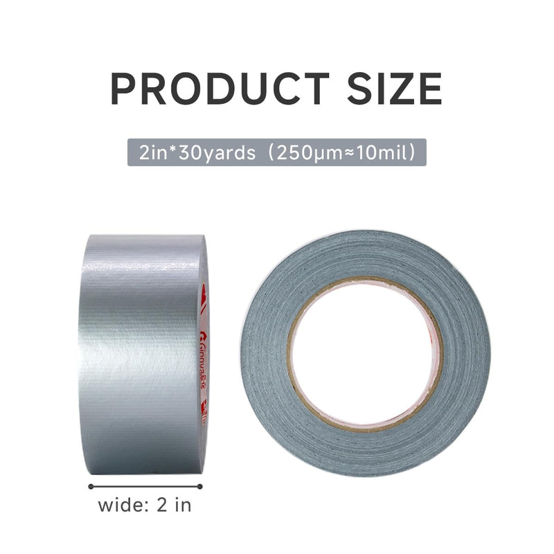 Heavy-Duty Duct Tape 2 in x 30 Yards,10 Mil Thick, Waterproof, Strong Adhesive for Repair, No Residue, All Weather, Rubberized Fabric Tape for Indoor & Outdoor Use (1) 1