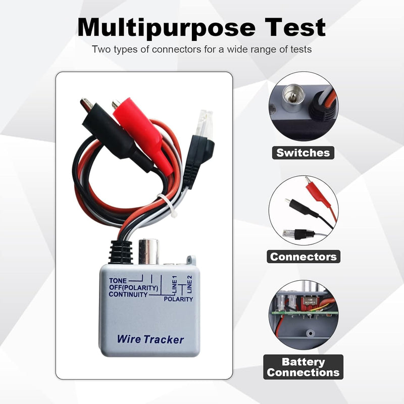 [Australia - AusPower] - Tone Generator Kit, Wire Tracer Circuit Tester, 200EP Cable Tester, Tone Tracing Probe Kit, Line Finder Toner with Inductive Amplifier for Network Cables Collation 
