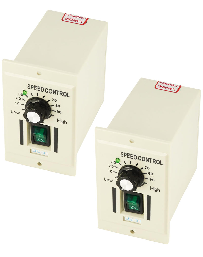 QWORK AC 110V 400W Knob Motor Speed Controller, 2 Pack DC 0-90V Variable Adjustable Speed Regulator for 90V DC Motors 2 pcs