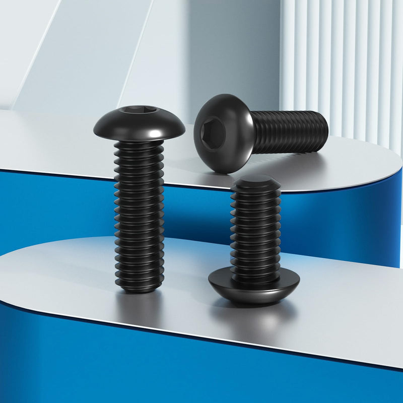 [Australia - AusPower] - 60Pcs 1/4-20 x 3/4" Button Head Socket Cap Bolts Screws,304 Stainless Steel 18-8,Black Zinc Plated,Fully Threaded,with Spanner Allen Hex Drive(VG10304) 3/4"(60 Pcs) 1/4-20 Black 