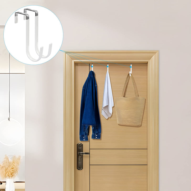 [Australia - AusPower] - FYY Over the Door Hooks, 4 Pack Hangers Hooks with Rubber Prevent Scratches Heavy Duty Organizer for Living Room, Bathroom, Bedroom, Kitchen Hanging Clothes, Towels, Hats, Coats, Bags White Short A White 