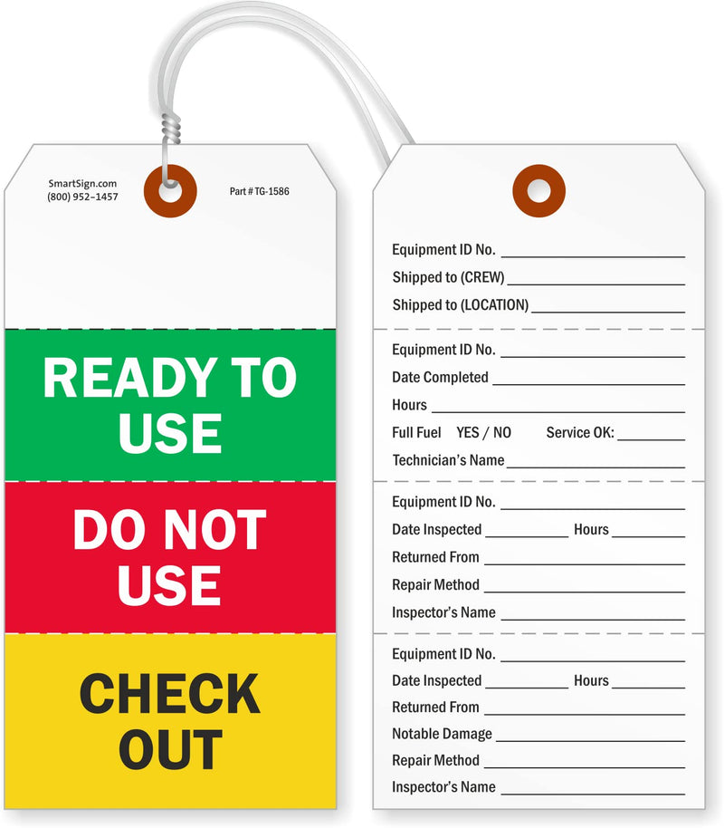 SmartSign Ready to Use Two-Sided Tags with Tear-Off Stubs and Wires - Pack of 100 | 6.25" x 3.125" Polylith Plastic, 10 mil