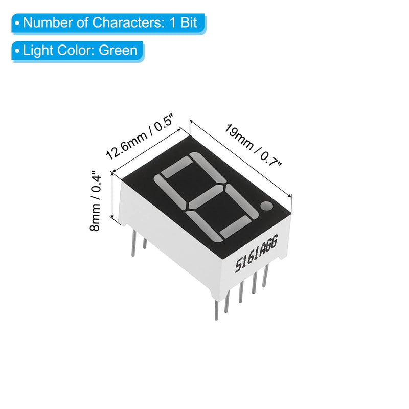 [Australia - AusPower] - PATIKIL LED Display Digital Tube, 10 Pack Common Cathode 7 Segment 10 Pin 1 Bit 3.3V 0.56" Digit Height LED Display Module for Electronic Driver Board, Green 