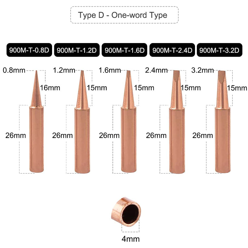 15 Pieces Pure Copper Soldering Tips Set 900M Soldering Tip Replacement | Lead-free soldering station tool compatible with Hakko, TENMA, ATTEN, Quick, Aoyue, Yihua soldering iron