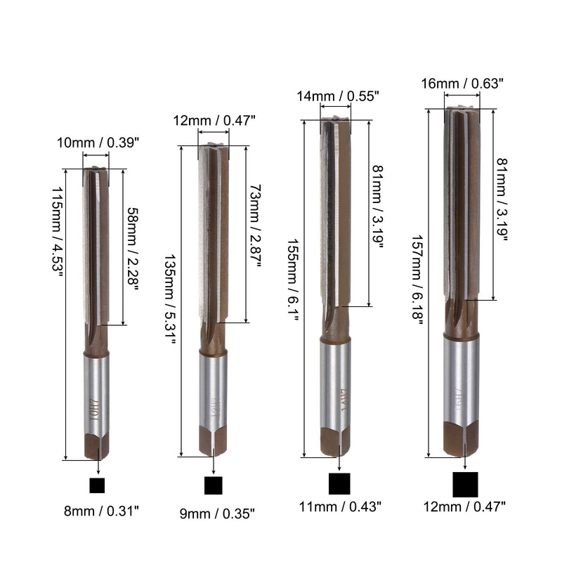 [Australia - AusPower] - QUARKZMAN 9pcs Hand Reamer Set 3mm 4mm 5mm 6mm 8mm 10mm 12mm 14mm 16mm H7 Metric Alloy Steel Reamer Bit Steel Cutting Tool for Reaming Holes 