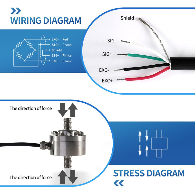 [Australia - AusPower] - Tie Rod Load Cell Sensor,Tension Compression Force Weight Pressure for Scale Sensor,High Precision ±0.2% Outer Diameter 51mm Height 71mm with 2m Cable Range (0-300KG) 0-300KG 