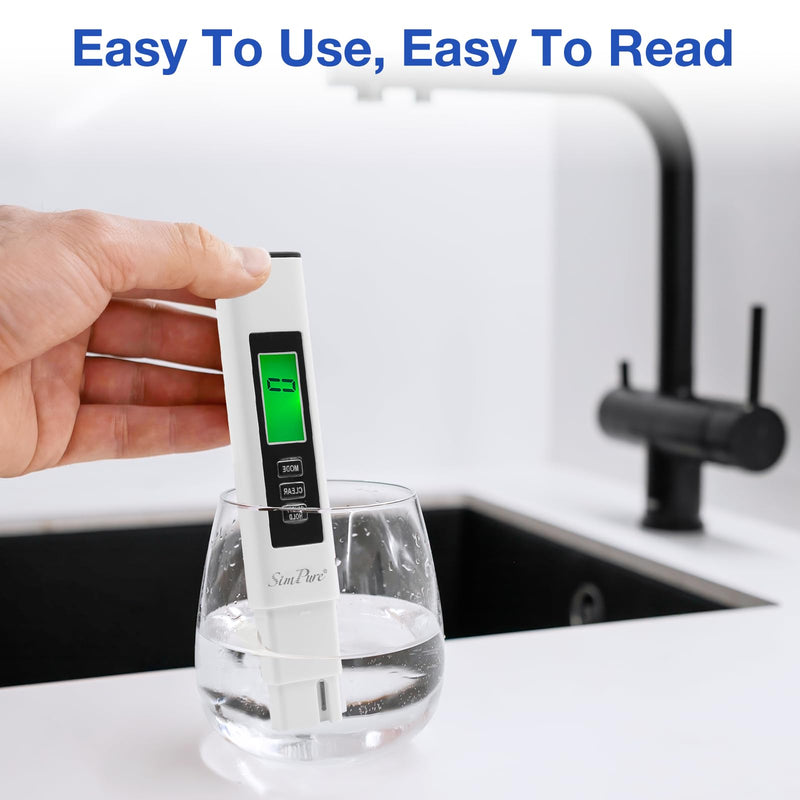 [Australia - AusPower] - SimPure TDS Meter Digital Water Tester, 4 in 1 TDS EC & Temperature Meter, Water Quality Hardness Testing Kits, High Accuracy PPM Meter for Drinking Water, Hydroponics, Aquarium, Pool, RO System 