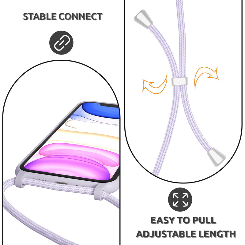 [Australia - AusPower] - UEEBAI Crossbody Lanyard Phone case for iPhone 14 6.1 inch, Silicone Phone Cover with Adjustable Necklace Strap Soft Belt Neck Cord Lanyard Shockproof Protective Case - Mauve 