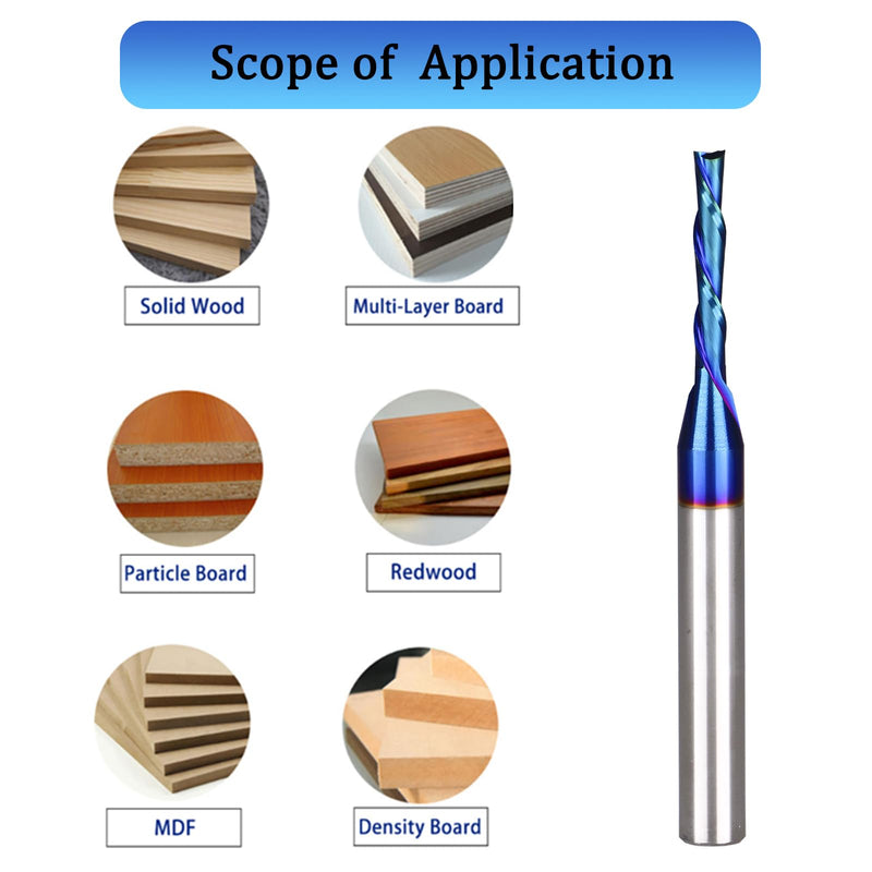 2 PCS Spiral CNC Router Bit 1/8 inch Cutting Dia 1/4 inch Shank with Down Cut Solid Carbide End Mill for Wood Cut Carving Engraving … 2
