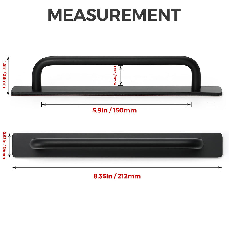 Ravinte Adhesive Cabinet Handles Self Stick Drawer Pulls Stick on Handle Black Cabinet Pulls No Drilling Push Pull Helper for Kitchen Cabinet Window Sliding Closet Door Handle - 8.35", 4 Pack 8.35 in Length