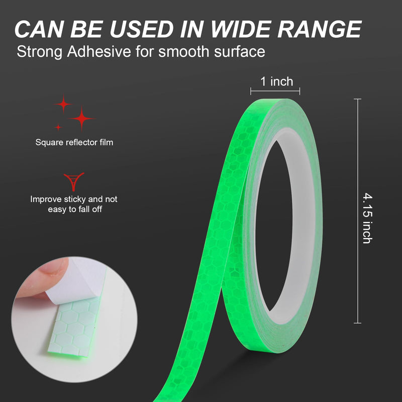 Green Reflective Tape 0.4 Inch x 33 FT Fluorescent Tape Waterproof for Outdoor DOT Auto Stickers for Bikes,Bicycles,Helmets,Trailers Green