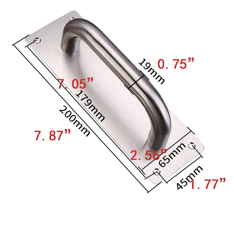 [Australia - AusPower] - WANLIAN 2Pcs Pull Push Door Plate Handle 8inch Stainless Steel Heavy Duty Barn Door Pull for Shed Commercial Fire Gate with Mounting Screws (Silver, 200x65mm/7.9x2.6inch) 