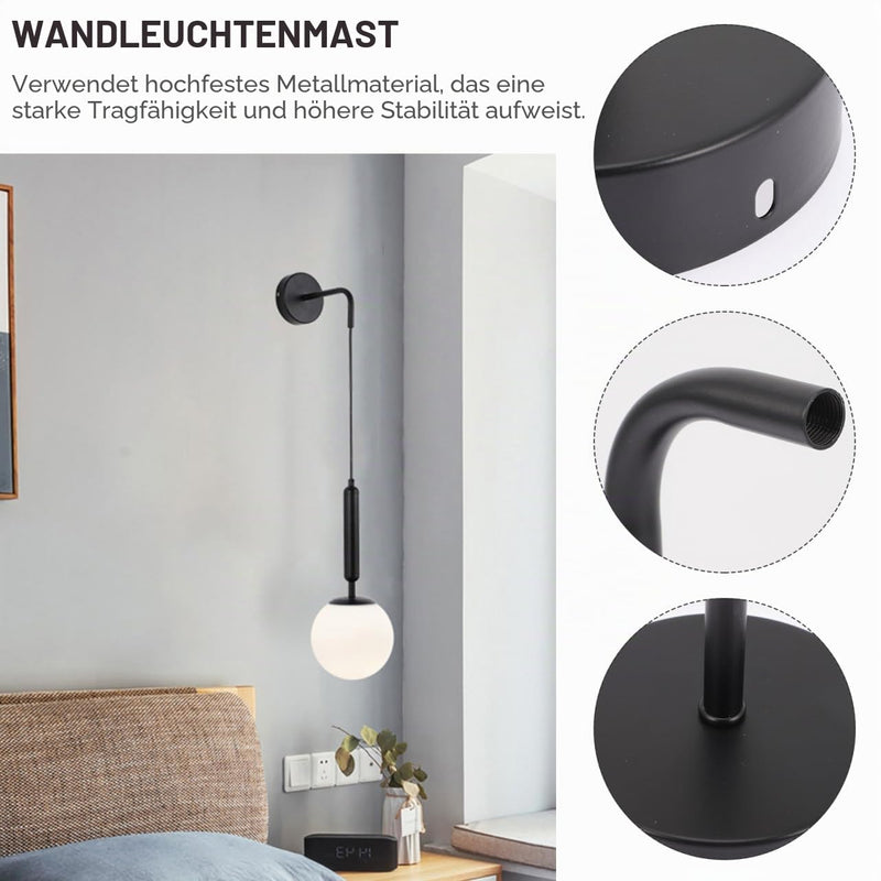 Metal Wall Light Bar 13 cm with Angle Lamp Holder Black Wall Lamp Holder for Living Room Lighting Stable Homemade Lamp Holder for Bedroom and