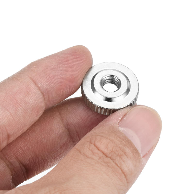 [Australia - AusPower] - uxcell 10Pcs M6 Knurled Thumb Nuts, Carbon Steel Round Knurled Flat Head Through Hole Handle Nut, Lock Adjusting Nuts, Thin Type, Nickel Plated, Silver 10 