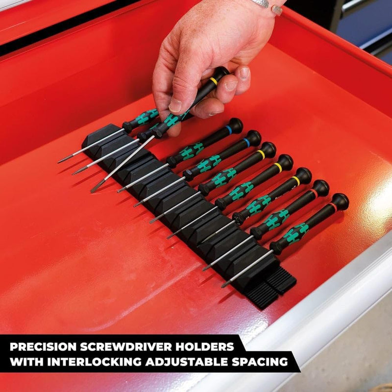 StealthMounts Drawer Hive Precision Screwdriver Holder - 10 Pack | Modular Toolbox Organizer for Professional and DIY Mechanics | Injection Molded TPE | Made in UK