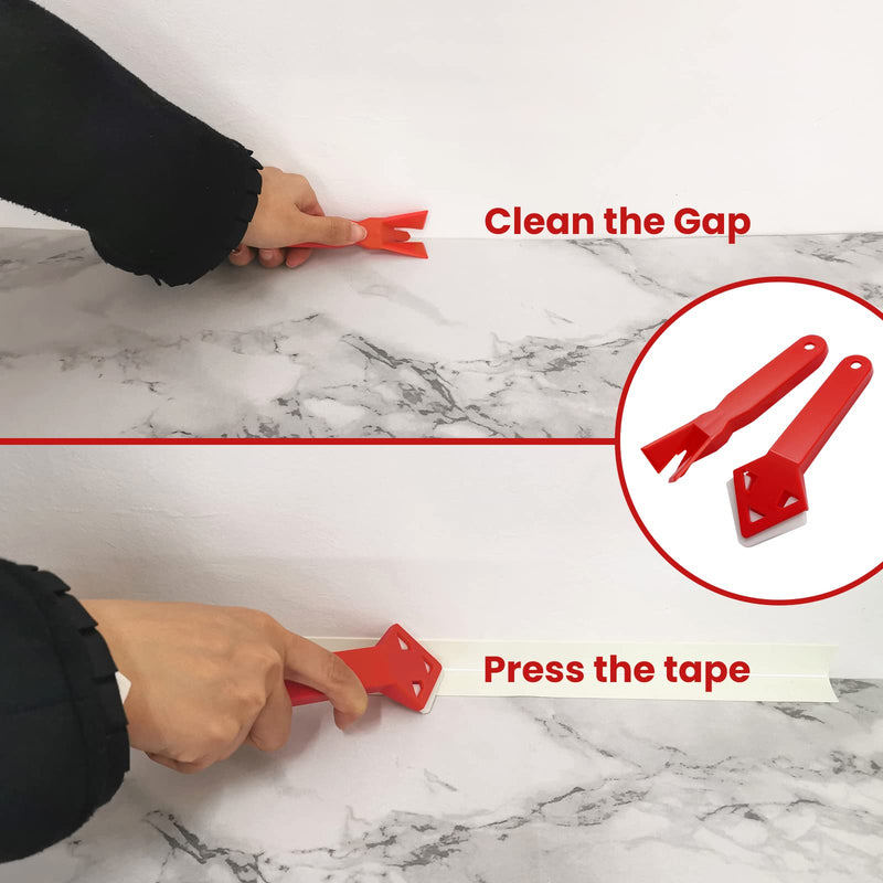 [Australia - AusPower] - SNAILGARDEN 2 Rolls Bath Sealant Strip, Acrylic Adhesive Caulk Strip with 2Pcs Caulking Tools, White Seal Strip Waterproof Sealant Tape for Bathroom,Kitchen,Toilet,Wall Corner 