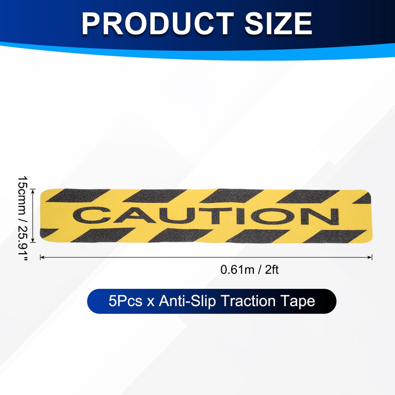 PATIKIL 5Pcs Frosted Non-Slip Tape - 2 ft x 5.91 Inch, Heavy Duty Anti Slip Grip Safety Caution Tape High Adhesion & Waterproof, Suit for - Outdoor/Stairs, Yellow Black