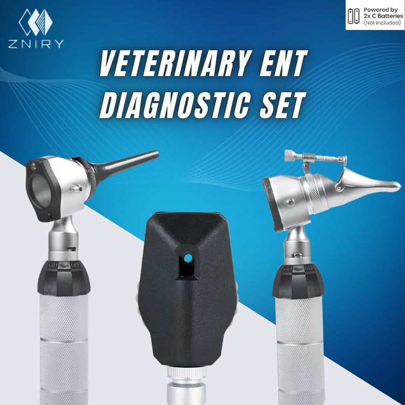 [Australia - AusPower] - Veterinary LED ENT Otoscope Diagnostic Set, with 12 Various Diagnostic Instruments 