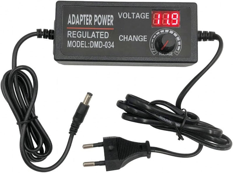 JZK Voltage Adjustable Power Supply DC 3-12V 5A with Digital Display, 60W Max 100-240V AC to DC 3V 4V 4.5V 5V 6V 7V 8V 9V 10V 12V Universal Power Supply Transformer Converter
