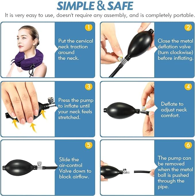 [Australia - AusPower] - Neck Stretcher, Neck Traction Device, Cervical Traction Device, Neck Pain Relief, Adjustable Inflatable Neck Brace & Neck Stretcher Cervical Traction, Neck Decompression Home Use (Purple) Purple 