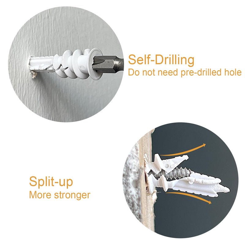 [Australia - AusPower] - Linkup 50PCs Self Drilling Drywall Anchors with screws kits,incoulding 25pcs #8 x 1-1/4pan head stainless steel self tapping screws and 25pcs anchors for drywall,holds upto 75lbs 50 