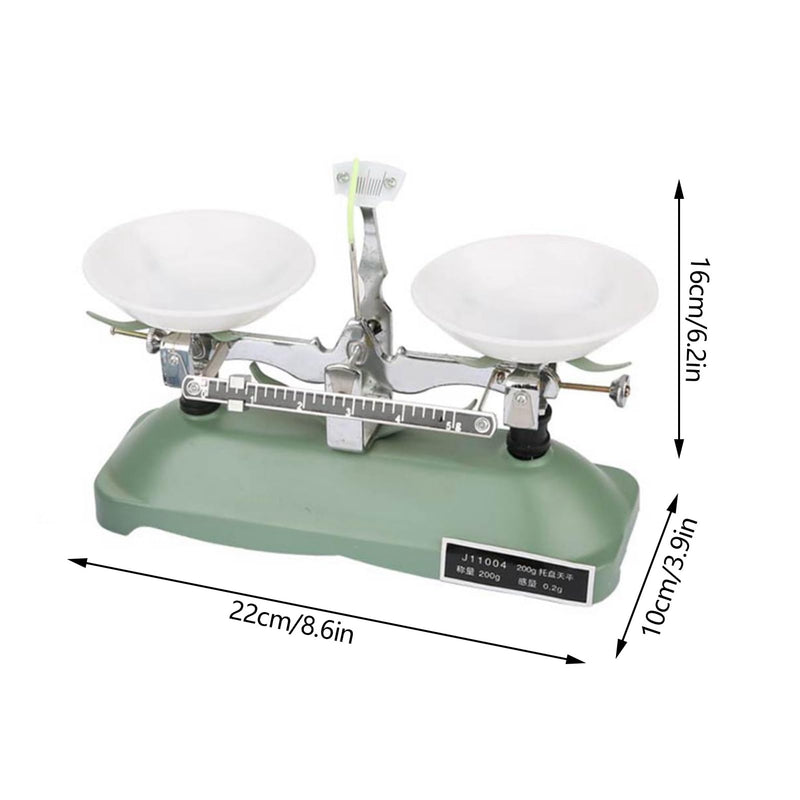 [Australia - AusPower] - Mechanical Tray Scale 200G Precision Lab Mechanical Scale Set Lab Tray Scale with Weights and Tweezers Chemical 