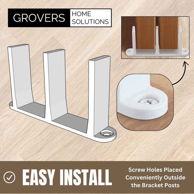 3-Pack Sliding Closet Door Floor Guide Bracket | Universal Fit for 1-3/8" Width Bypass Doors (Brown) | Grovers Home Solutions Brown 3