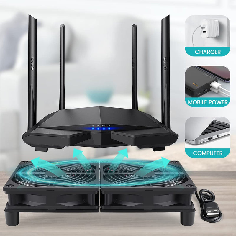 Wathai 240mm Router Cooling Fan for Computer Cooler Small Box 5V USB | USB Powered Multi Speed Electronics Cooling Pad, Modem Receiver TV Box Amplifier Receiver Stand, Small Computer Fans 240mm USB fan