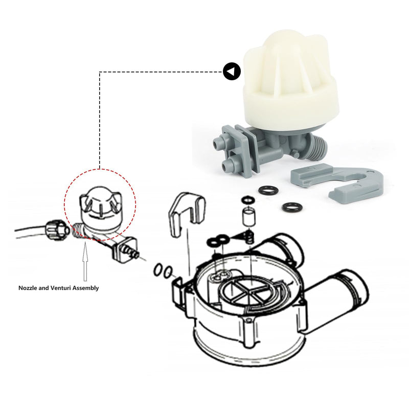 [Australia - AusPower] - New Water Softener Nozzle and Venturi Assembly 7253808 Replacement, Compatible with EcoWater, North Star, Sears, GE Replaces 7187065, 7165704, 7214969, 7253808, WS15X10027, 7238450 