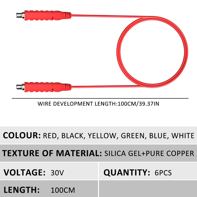 [Australia - AusPower] - 6Pcs Magnetic Test Leads Silicone Soft Jumper Wires HVAC 30V AC/5A 20AWG Professional Low Voltage Flexible Lead Wire for Electronic Testing (6) 6 
