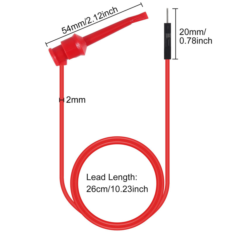 [Australia - AusPower] - 10PCS Test Hook Clips to Breadboard Male Jumper Wires Soft Flexible Silicone Test Leads for Electrical Testing, Multimeters, Microbit, LED Strips, Arduino, Breadboard, 27.5CM 22AWG 