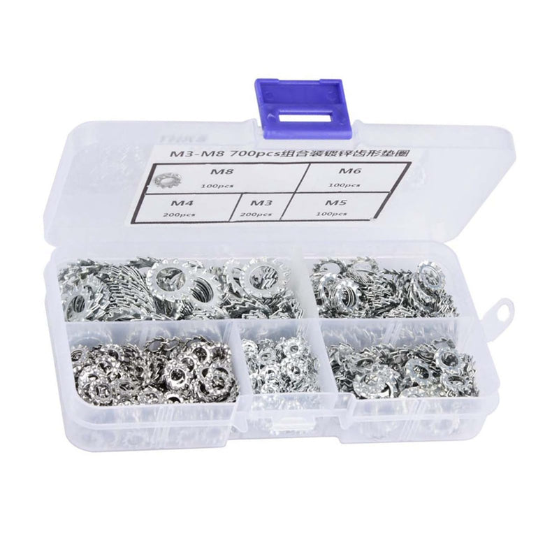 [Australia - AusPower] - 700Pcs Copper Washer Assortment Set, M3~M8 5Kinds Galvanized Hexagonal Counter Sunk Screw Nut Kit Flat Washers Assortment Set for Electrical Connections 