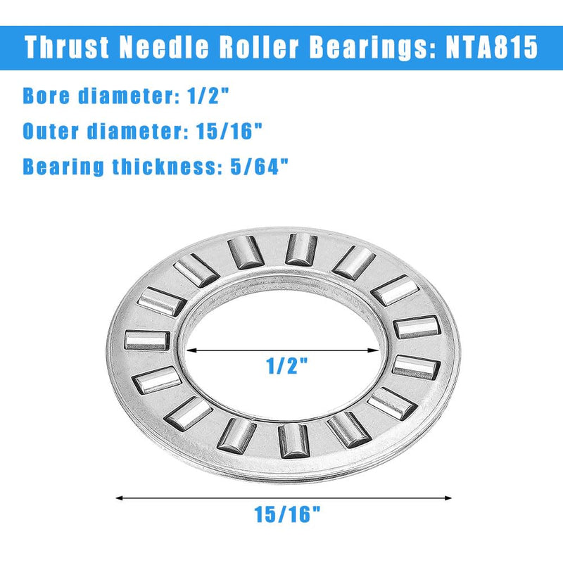 [Australia - AusPower] - 4 Sets NTA815+2TRA, Thrust Needle Roller Bearings with Two Washers, ID 1/2", OD 15/16" 