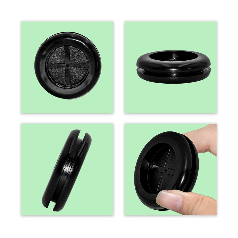 Flyshop 4-Pack Round Double-Sided Black 30 mm 1-3/16" Rubber Grommet, 25 mm 1" ID, Hole Grommet Synthetic Rubber Grommets Wire Protection 1-3/16" (30mm) Drill Hole