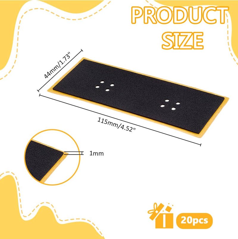 20Pcs Easy Peel Foam Grip Tape Polyethylene Fingerboard Grip Tape Anti-Slip Stickers Adhesive Backing Black Skateboard Adhesive Stickers for Fingerboard Skateboard Obstacles DIY Craft