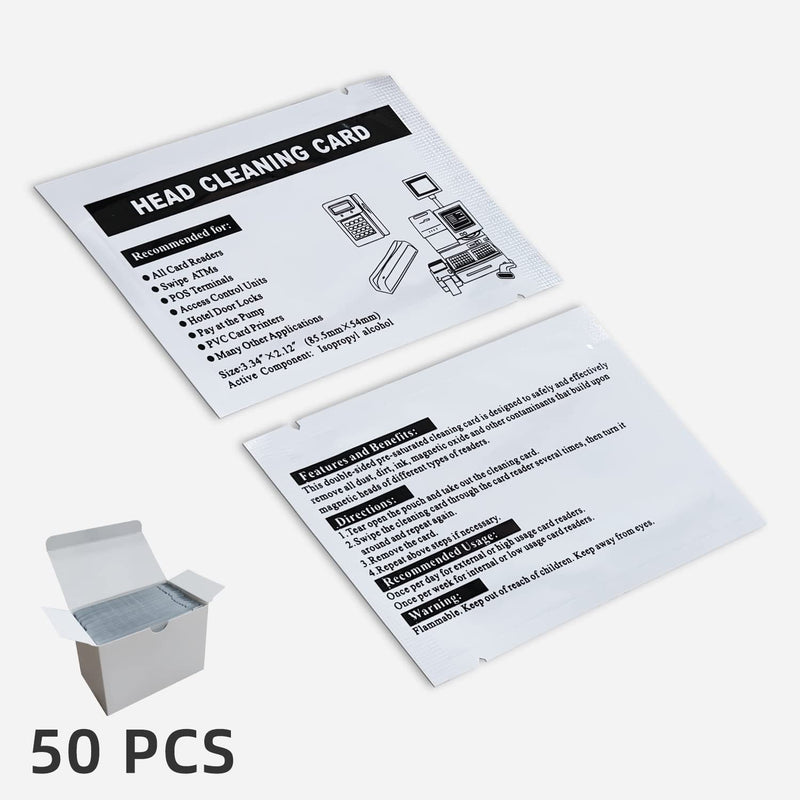 [Australia - AusPower] - Credit Card Reader Cleaning Cards CR80 Dual Side POS Swipe Card Reader Cleaner for MSR90 MSR605X MSR X6 etc. (50 Cards) 