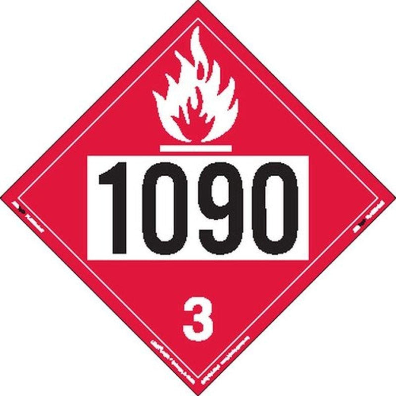 Labelmaster ZT2-1090 UN 1090 Flammable Liquid Hazmat Placard, Tagboard (Pack of 25)