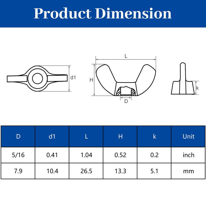 [Australia - AusPower] - MroMax 55Pcs 5/16"-18 Wing Nuts Carbon Steel Butterfly Nuts Zinc Plated Fasteners Parts Hand Twist Tighten Ear Wingnuts 5/16-18 Inches Hardware Nuts 5/16-18 55Pcs 