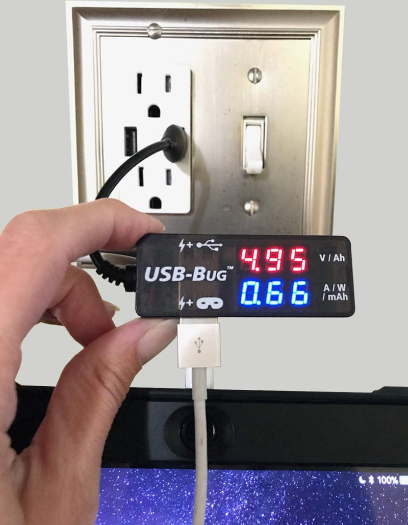 [Australia - AusPower] - Triplett USB-Bug Dual-Output Inline USB-A Tester with Data Masking Port 