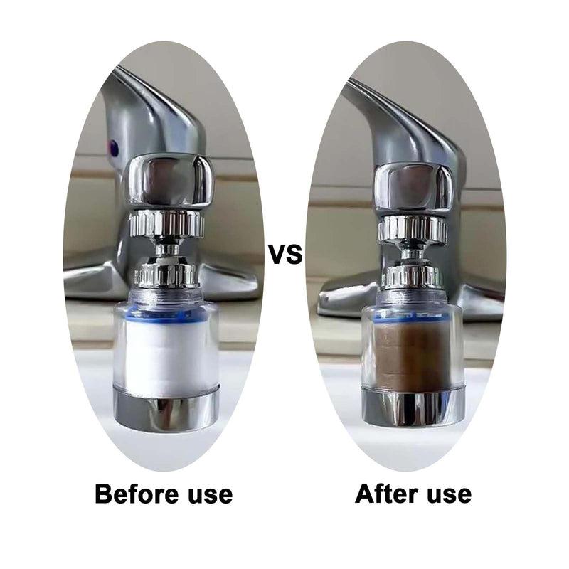 [Australia - AusPower] - XIATIAN Pack of 2 Water Filter Tap, 360° Tap Filter with 6 Pieces PP Cotton Filter Element and Universal Adapter, Tap Filter for Home, Kitchen, Bathroom, Sink 