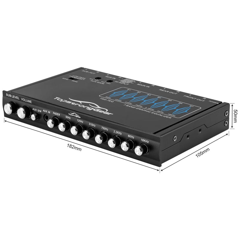 [Australia - AusPower] - TOPSTRONGGEAR TSG7EQ 7-Band Car Audio Graphic Equalizer with Front 3.5mm Aux Input, High Voltage RCA Outputs and High Level Speaker Inputs 