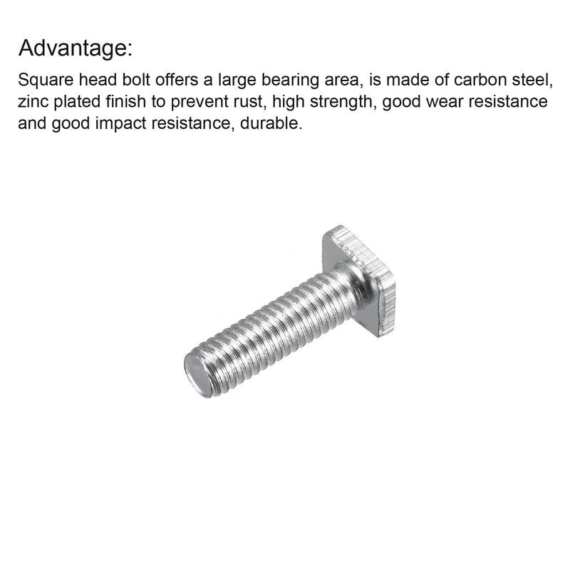 [Australia - AusPower] - uxcell Square Head Bolt, 20pcs M6 x 20mm Fully Thread Carbon Steel Grade 4.8 Square Machine Screws 20 