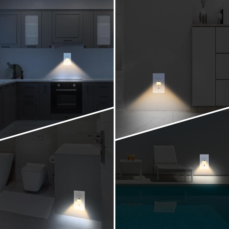 5 Pack 15A Outlet with Night Light 2-in-1, Auto Dusk to Dawn TR ETL | Tamper-Resistant Wall Outlet with Auto LED Night Light, 0.1W Energy Efficient for Bedroom Hallway Kitchen Bathroom 5