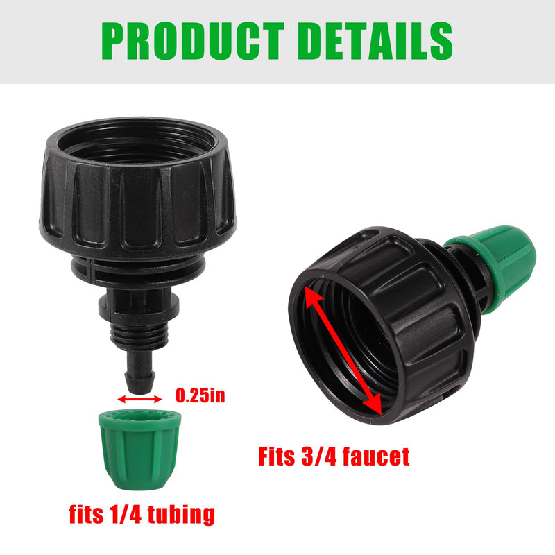 [Australia - AusPower] - Garden Hose Adapter 3/4 to 1/4 Inch Drip Irrigation Tubing Connectors Lock Barbed design 3/4 US Standard GHT Thread 5 Pack(3/4" to 1/4" Pipe Connector) 3/4" to 1/4" Pipe Connector 