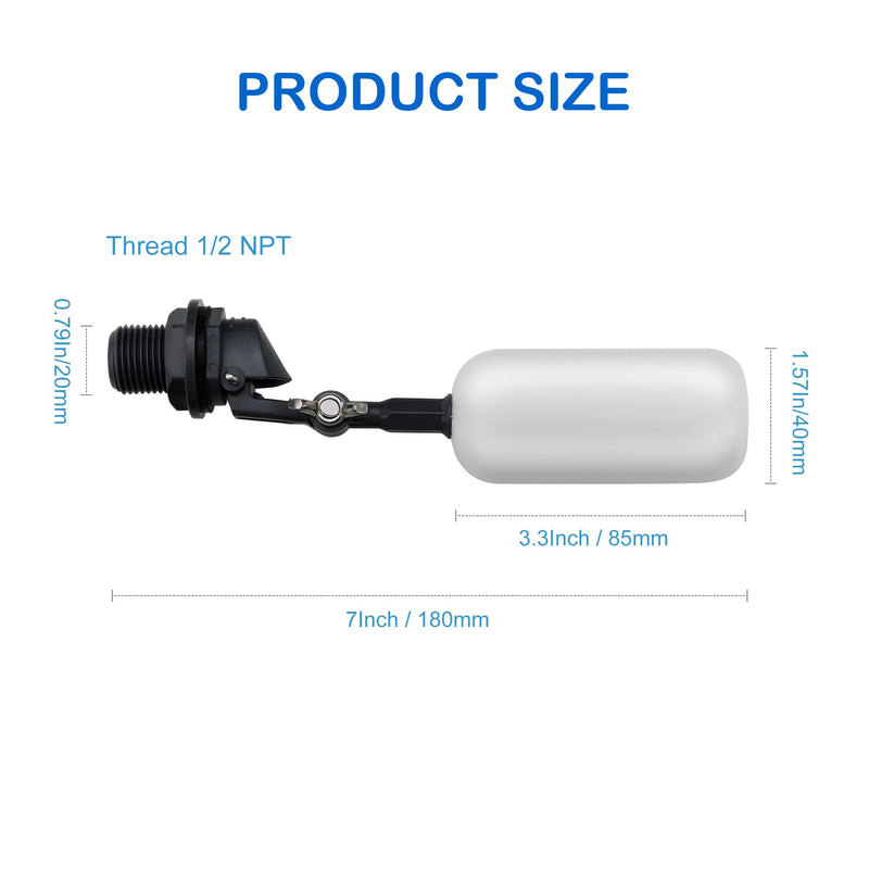 [Australia - AusPower] - 2 Pack 1/2 Inch Float Ball Valve, Adjustable Arm for Livestock Water Trough, Aquariums, Hydroponics - Automatic Fill and Control Water Level 2 