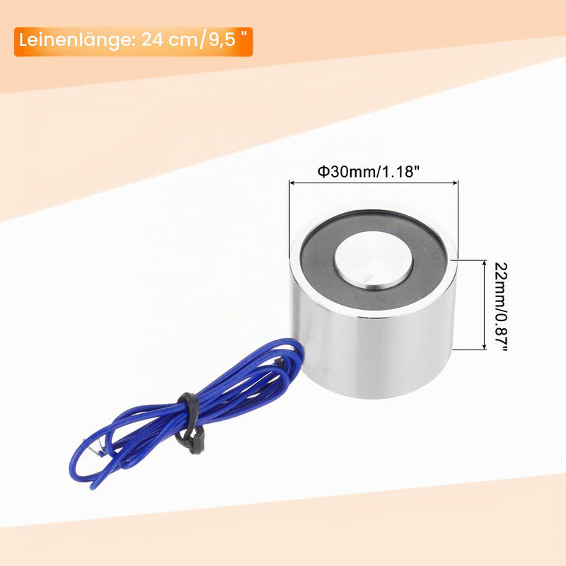 QUARKZMAN Round Solenoid Electromagnet DC 12V 150N 33LB/15kg | Electric Lifting Solenoid for Automation Equipment