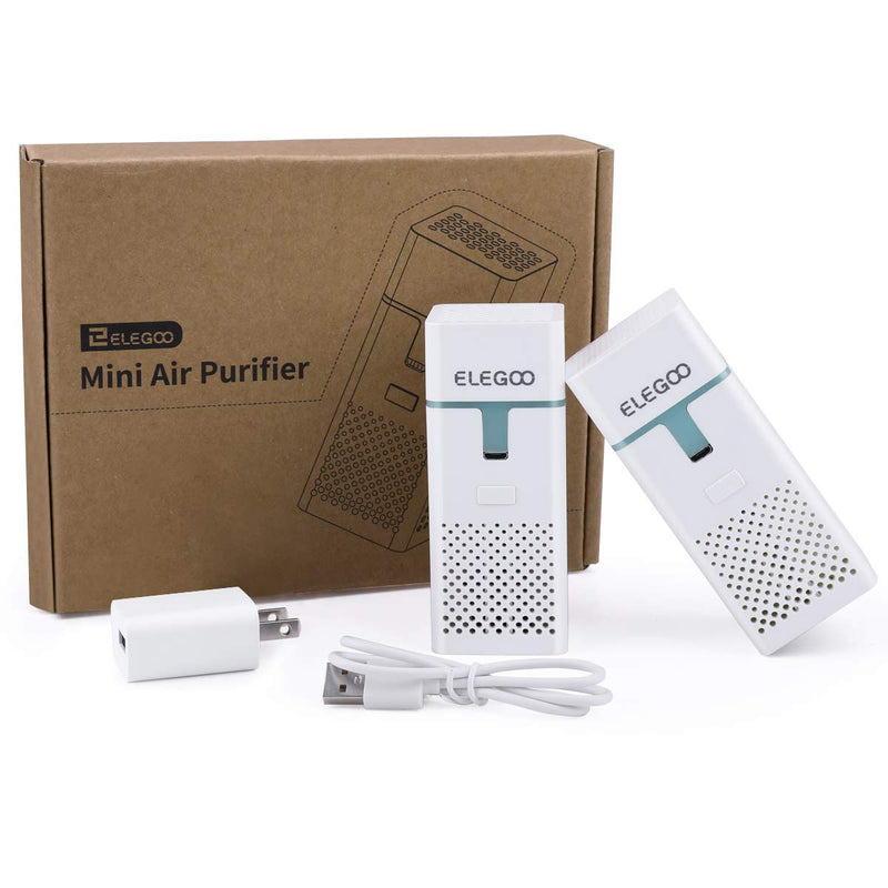 [Australia - AusPower] - ELEGOO 2PCS Mini Air Purifier with Activated Carbon Filter and Universal Adaptor for LCD/DLP/MSLA Resin 3D Printer Rechargeable 